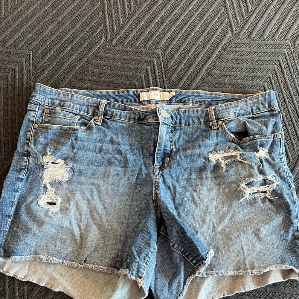 Torrid Blue Jean Shorts with Distressed Details